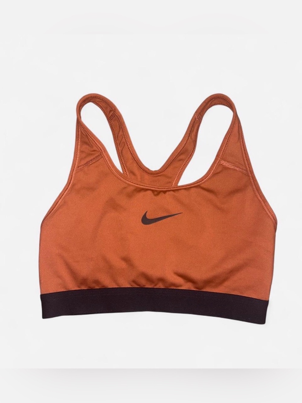 Nike Rust Orange Racerback Sports Bra with Black Band
